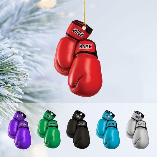 Personalized Boxing Gloves Ornament 2024, Custom Name Boxing Christmas Ornament ON0596