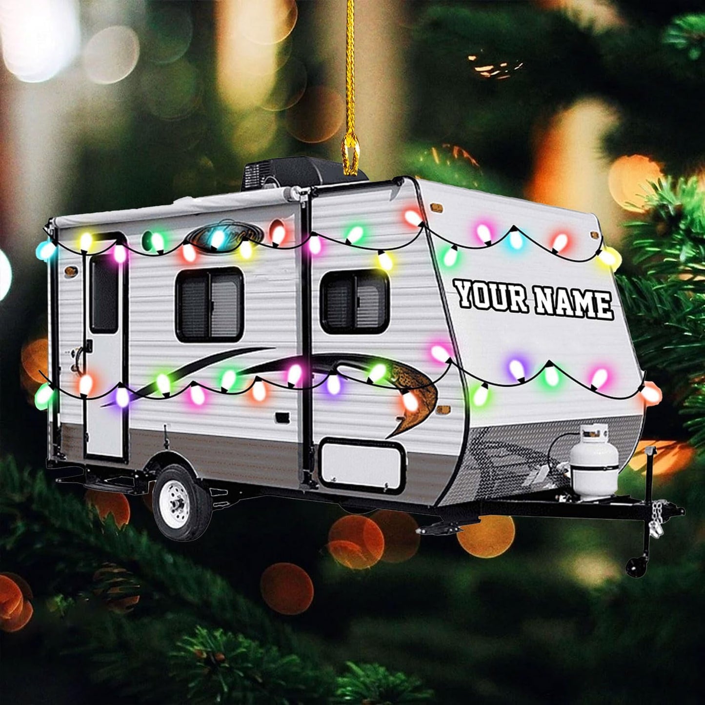 Personalized Travel Trailer Camping Christmas Ornament, Custom Name Camping Lover Ornament ON0595