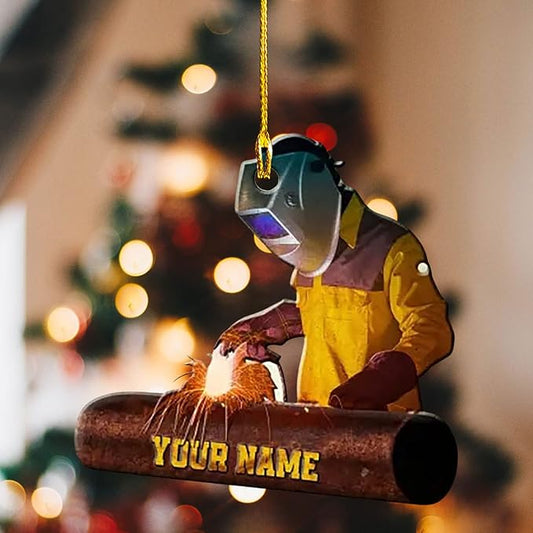 Personalized Welder Welding Christmas Ornament, Custom Name Welder Ornament ON0838