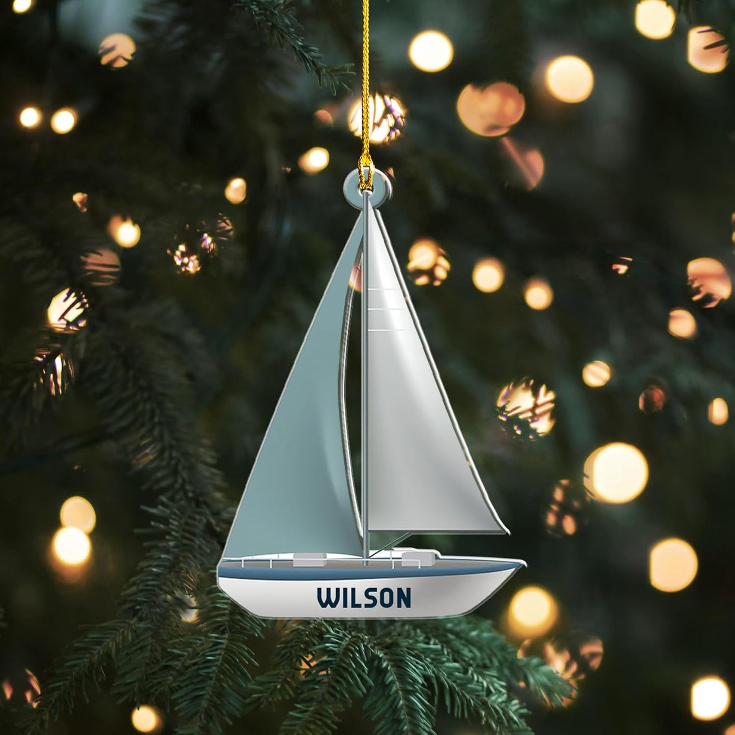 Personalized Sailboat Christmas Ornament, Custom Name Sailing Sailboat Ornament ON0605