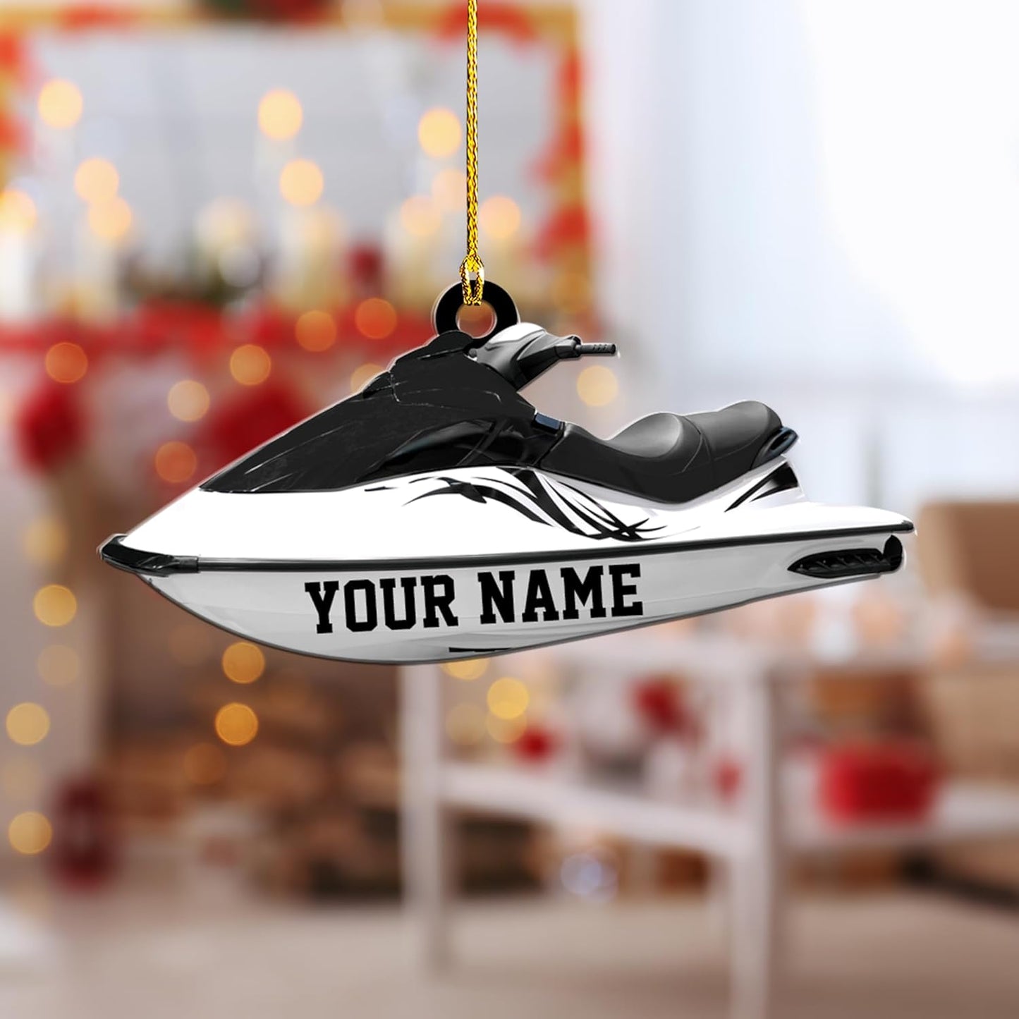 Personalized Jet Ski Christmas Ornament, Custom Name Snowboarding Skiing Lover Ornament ON0587