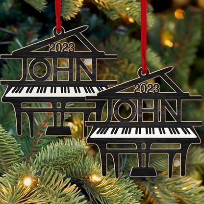 Personalized Piano Christmas Ornament, Custom Name Music Lover Music Teacher Ornament ON0565