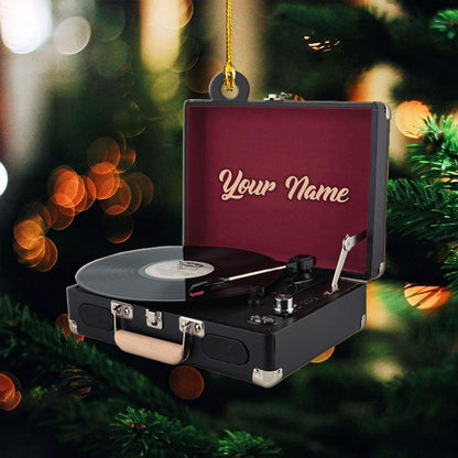 Personalized Vinyl Records Machine Christmas Ornament, Custom Name Vinyl Record Lover Music Player Ornament ON0693