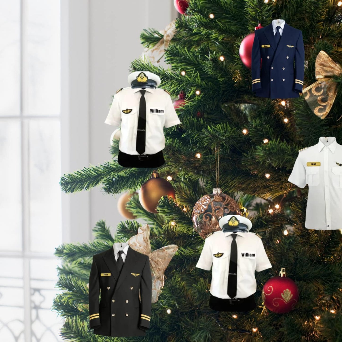 Personalized Pilot Uniform Christmas Ornament, Custom Name Pilot Lovers Ornament ON0694