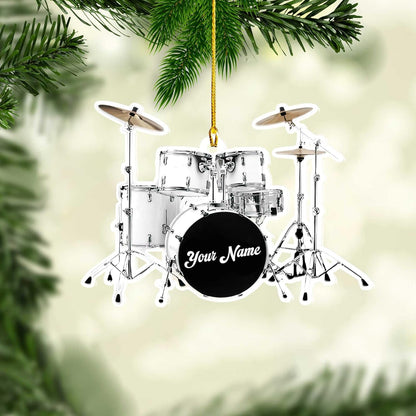 Personalized Drum Set Christmas Ornament 2024, Custom Drummer Playing Ornament ON0614