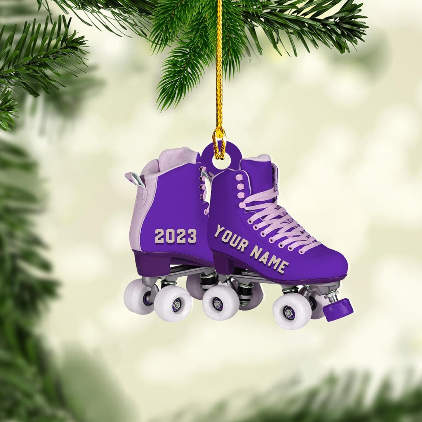 Personalized Roller Skates Shoes Ornament, Custom Name Roller Skate Lovers Ornament ON0692