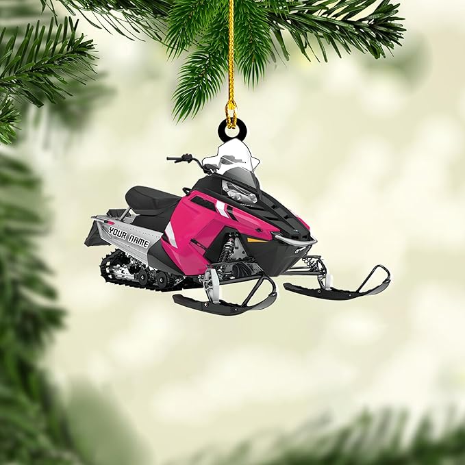 Personalized Snowmobile Acrylic Christmas Ornament, Custom Name Snowmobile Racing Lovers Ornament ON0458