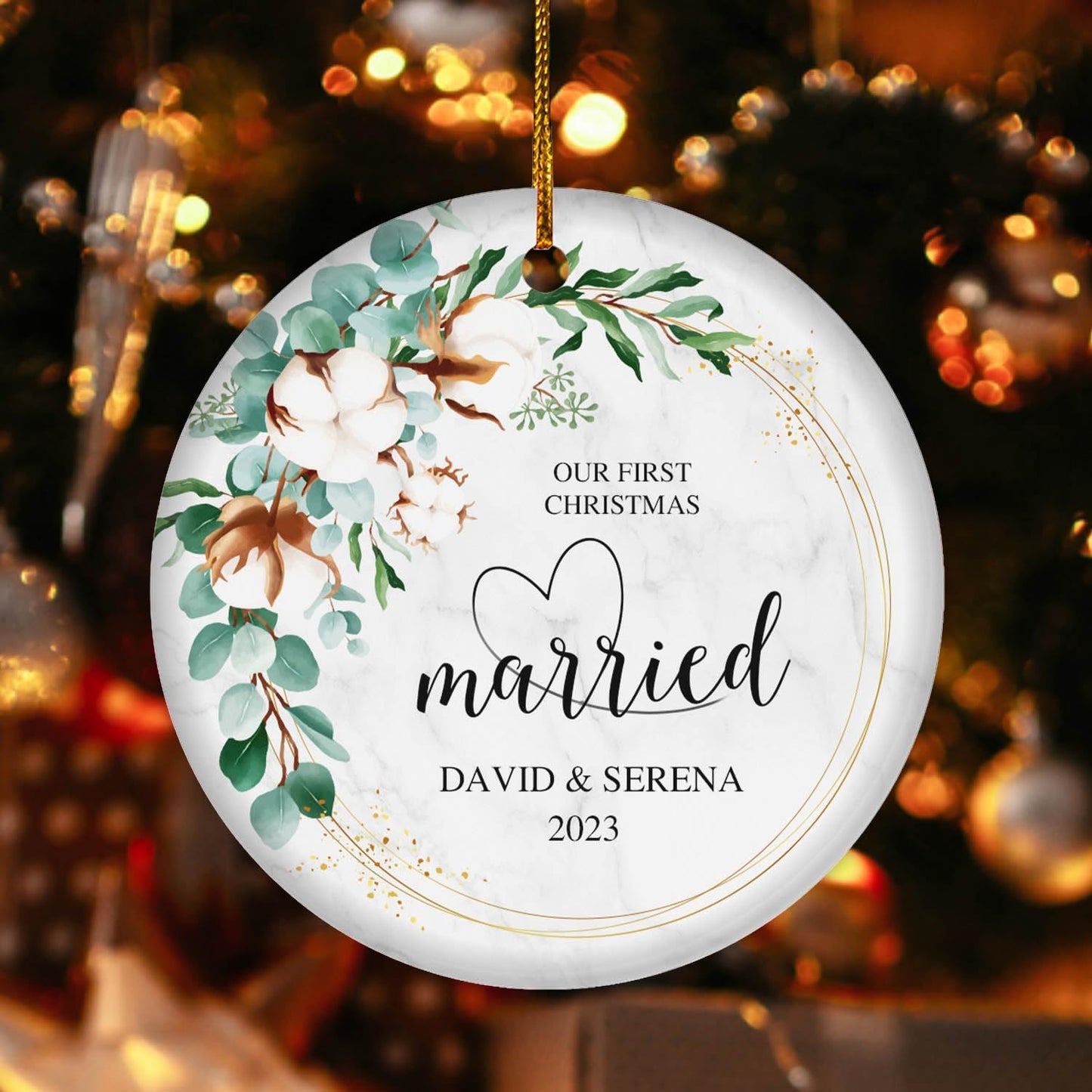 Personalized Our First Christmas Married Ornament 2024, Custom Photo 1st Christmas Married Ornament 2024 ON0080