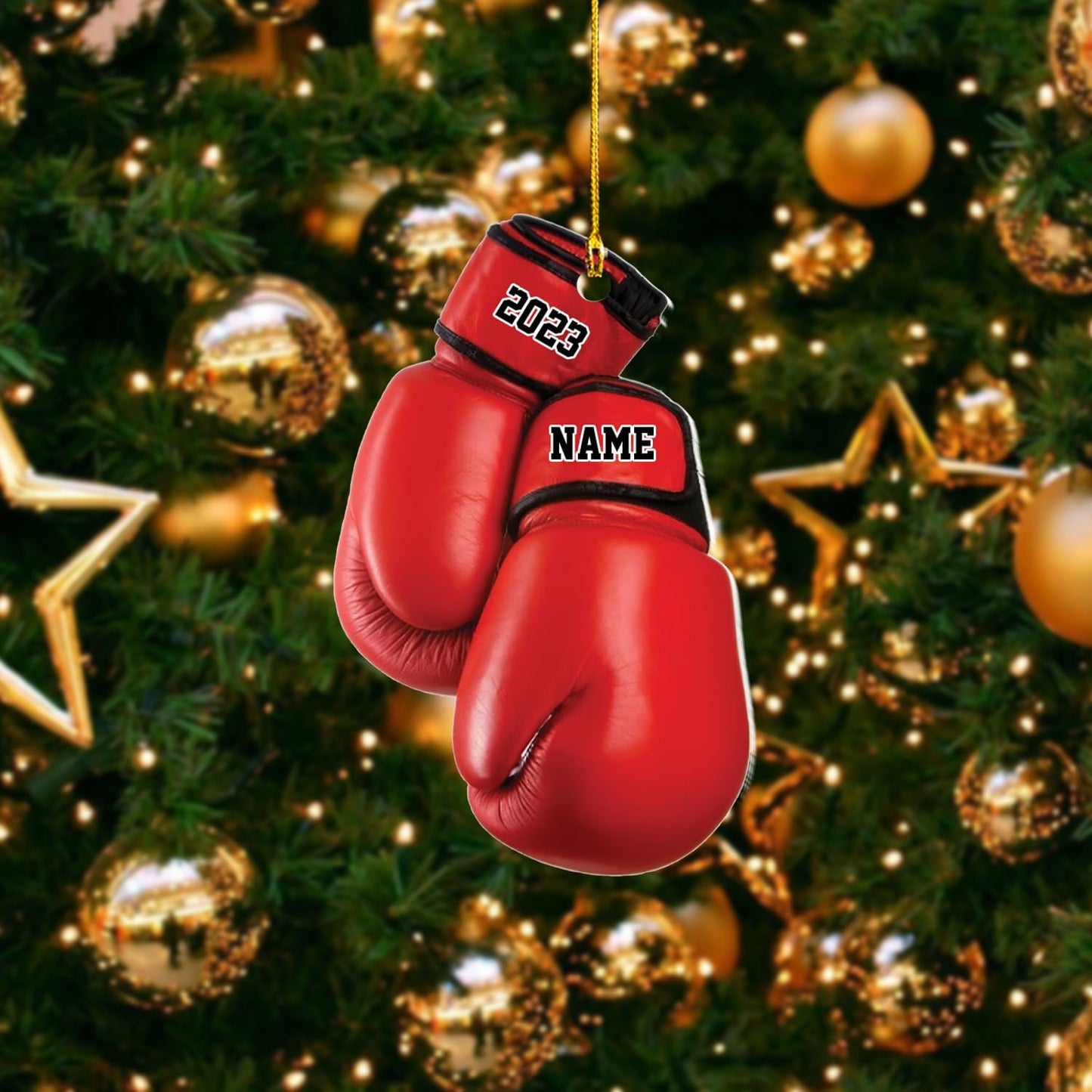 Personalized Boxing Gloves Ornament 2024, Custom Name Boxing Christmas Ornament ON0596