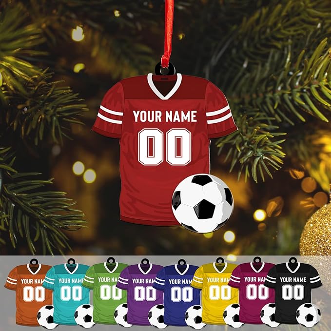 Personalized Soccer Uniform Christmas Ornament 2024, Custom Name Soccer Player Ornament ON0834