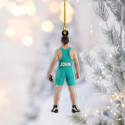 Personalized Wrestler Christmas Acrylic Ornament, Custom Name Wrestling Ornament For Wrestler Lovers ON0468