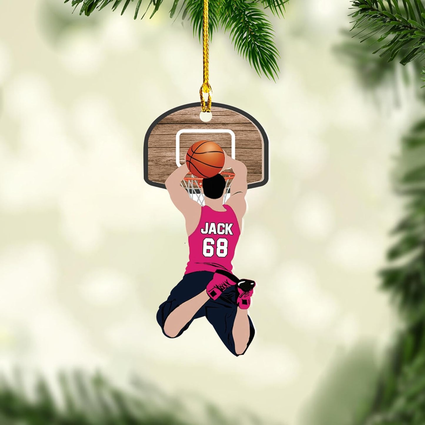 Personalized Basketball Player Man Ornament, Custom Name Number Basketball Ornament ON1008