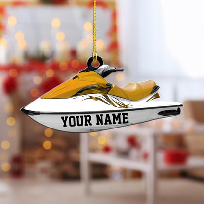 Personalized Jet Ski Christmas Ornament, Custom Name Snowboarding Skiing Lover Ornament ON0587