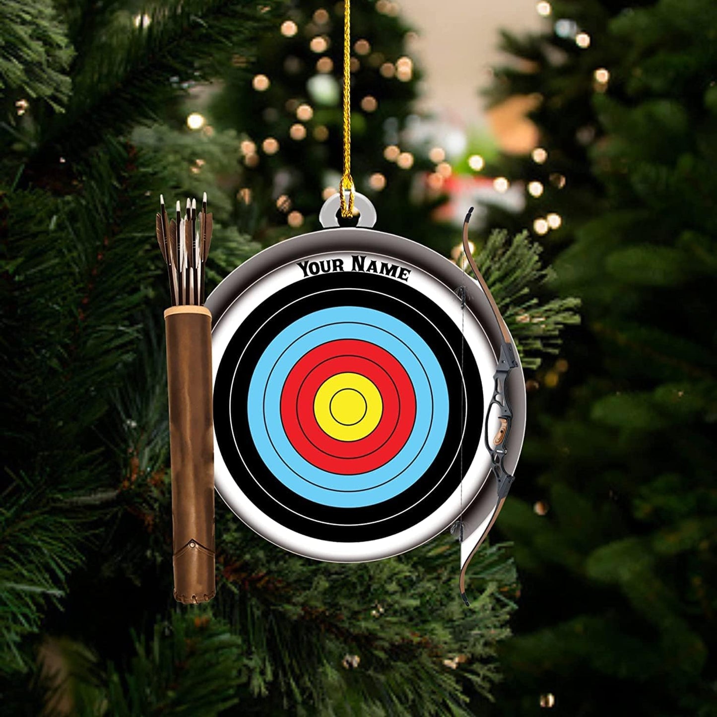 Personalized Bow and Arrow Archery Ornament, Custom Name Archery Player Ornament ON0630