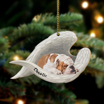 Personalized Bulldog Sleep Memorial Ornament, Custom Name Bulldog Loss Sympathy Ornament ON1132