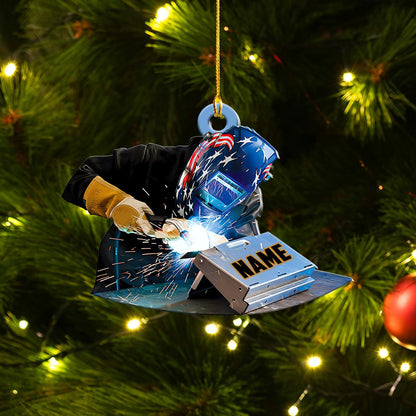 Personalized Welder Christmas Ornament 2024, Custom Proud American Welder Ornament With Name ON0644