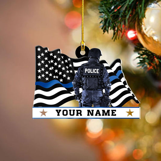 Personalized Police Officer Christmas Ornaments, Custom Name Police Ornament ON0673