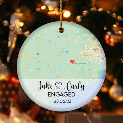 Personalized First Engagement Xmas Ornament 2024 Where We First Met, Custom Photo Our First Christmas As Mr and Mrs 2024 Ornament ON0084