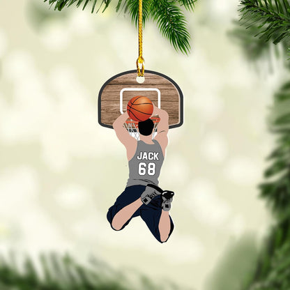 Personalized Basketball Player Man Ornament, Custom Name Number Basketball Ornament ON1008