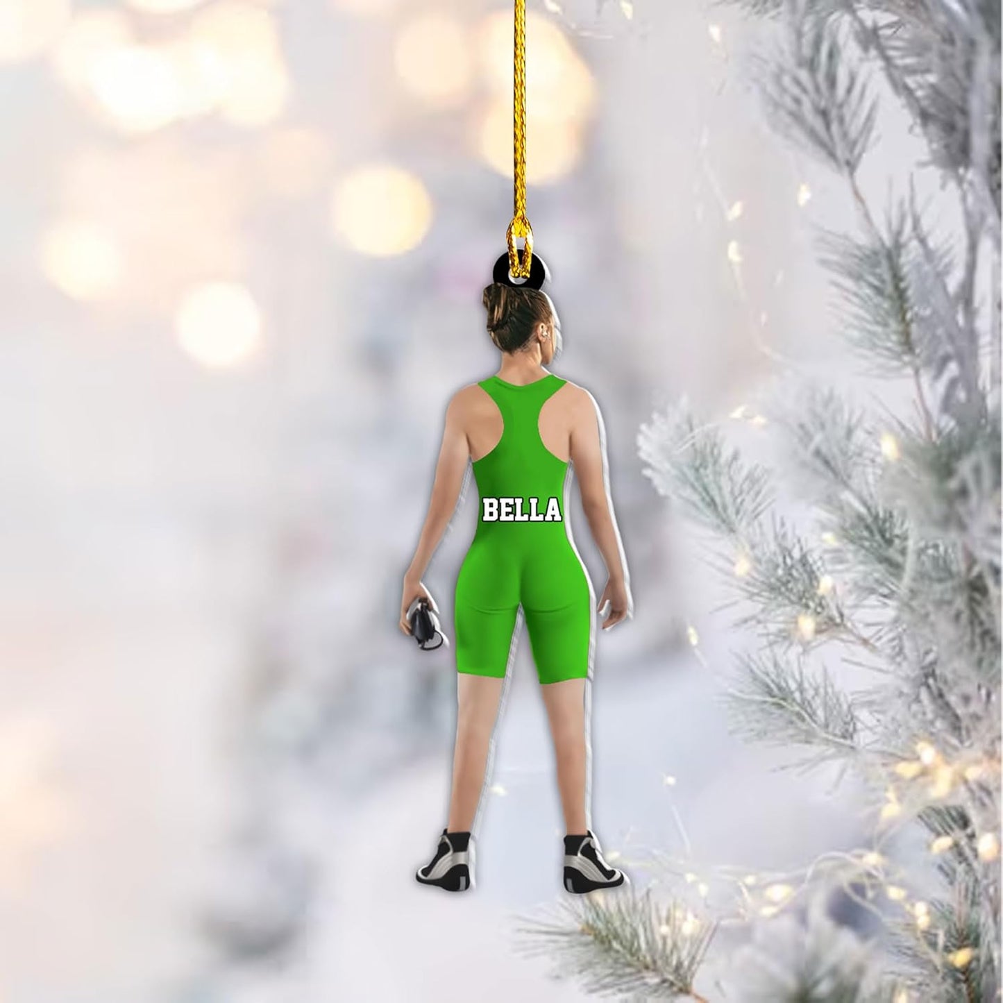 Personalized Wrestling Player Female Ornament, Custom Name Wrestling Player Wrestling Christmas Ornament ON1004