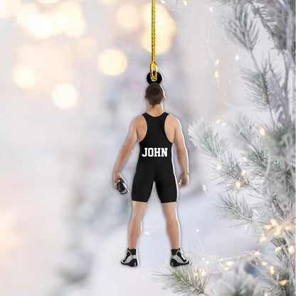 Personalized Wrestler Christmas Acrylic Ornament, Custom Name Wrestling Ornament For Wrestler Lovers ON0468