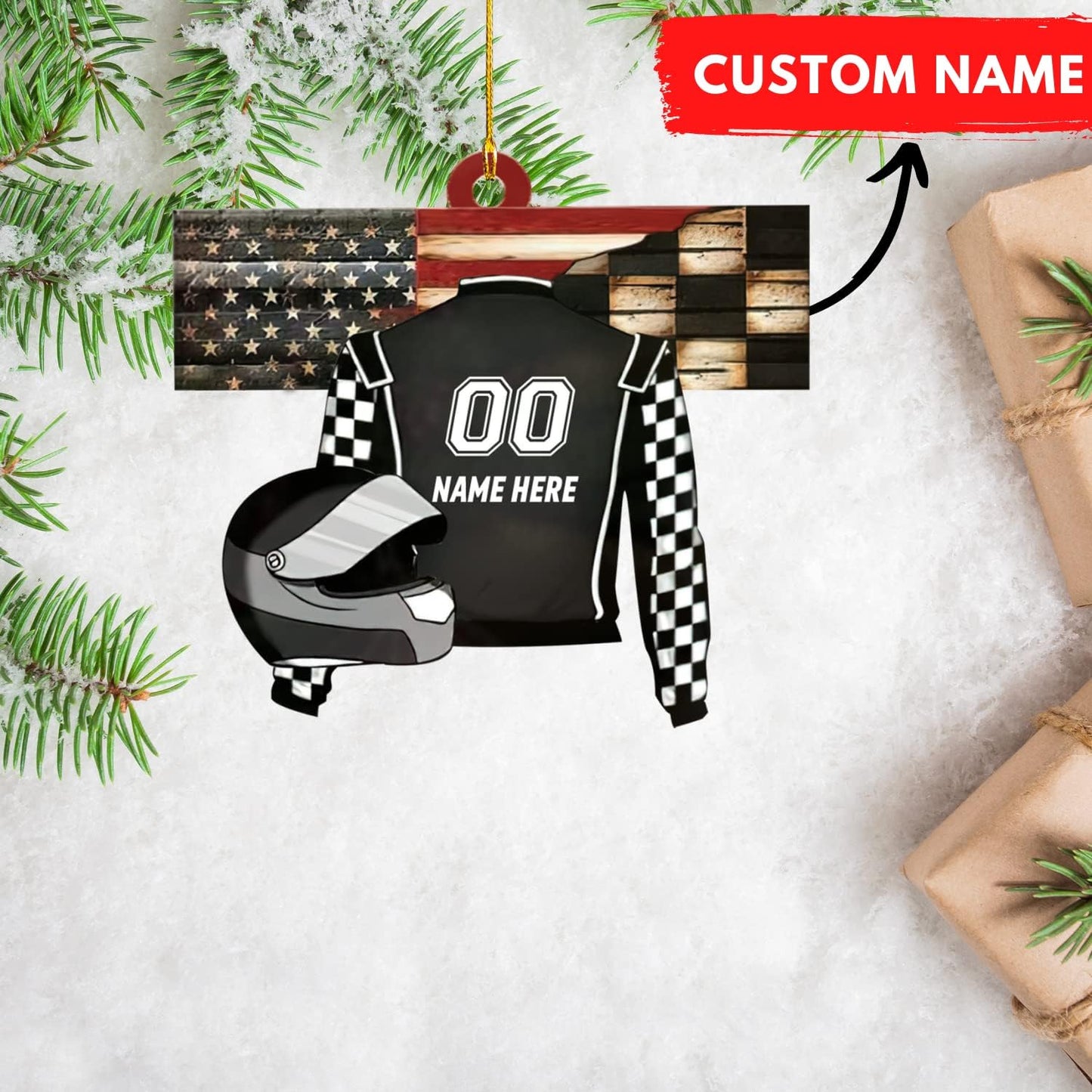 Personalized Dirt Track Racing Christmas Ornament, Custom Name Racer Ornament ON0617