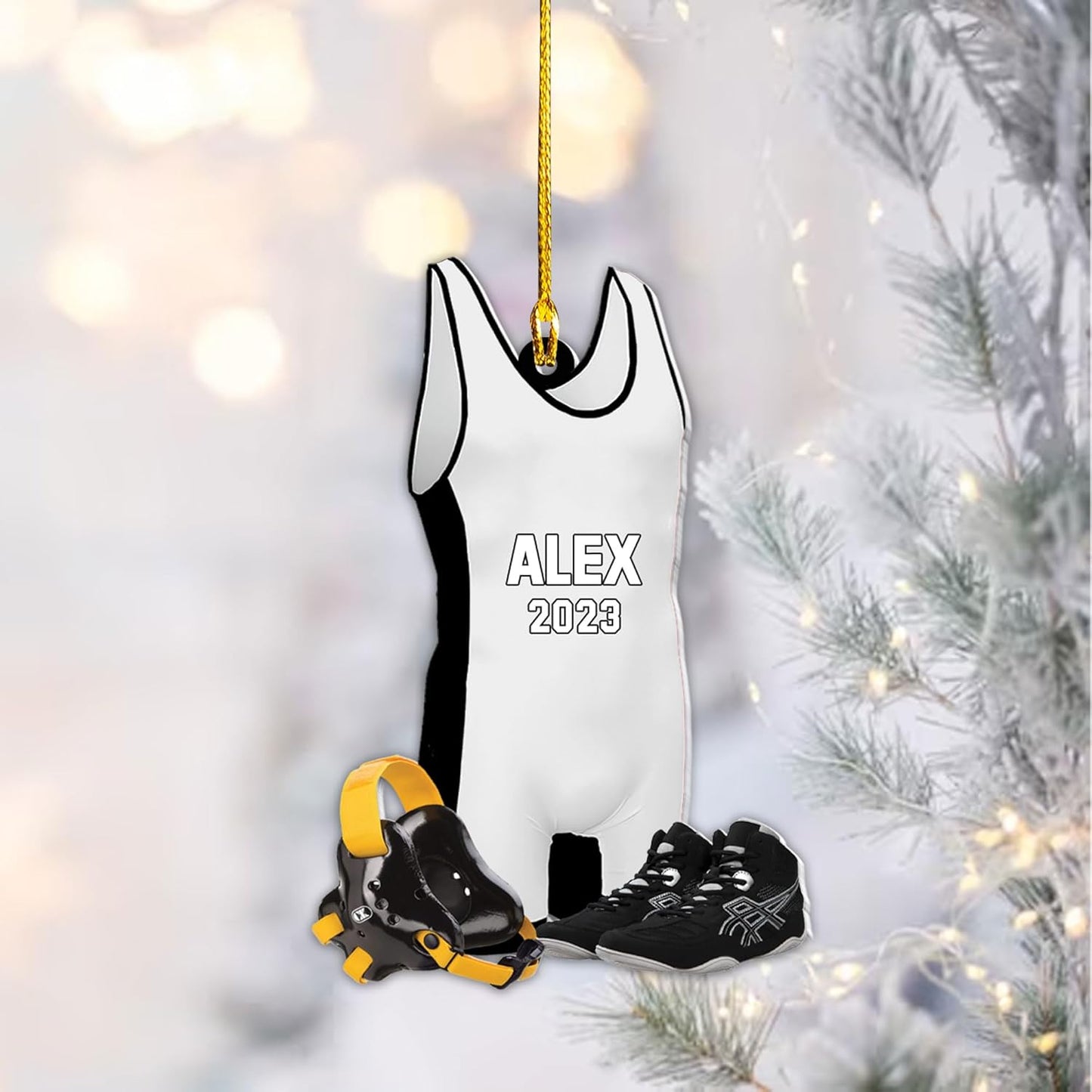 Personalized Wrestling Uniform Singlet Christmas Ornament, Custom Name Wrestling Player Ornament ON0467