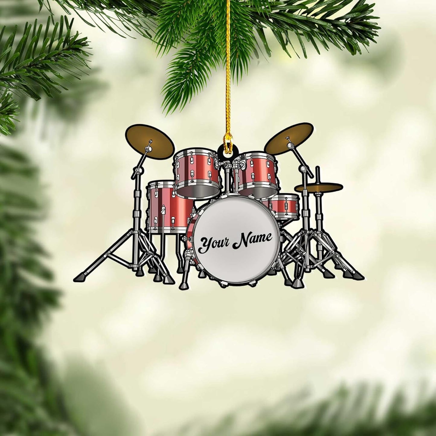 Personalized Drum Set Christmas Ornament 2024, Custom Drummer Playing Ornament ON0614