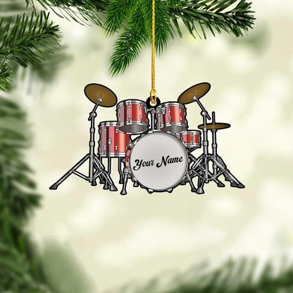 Personalized Drum Set Christmas Ornament 2024, Custom Drummer Playing Ornament ON0614