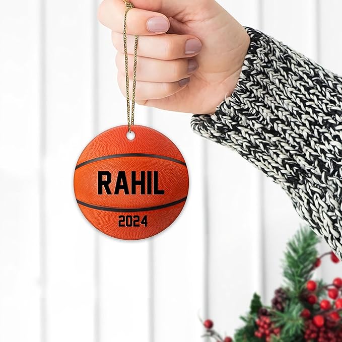 Personalized Basketball Christmas Ornament 2024, Custom Name Basketball Ornament for Kids Boys Girls ON0563