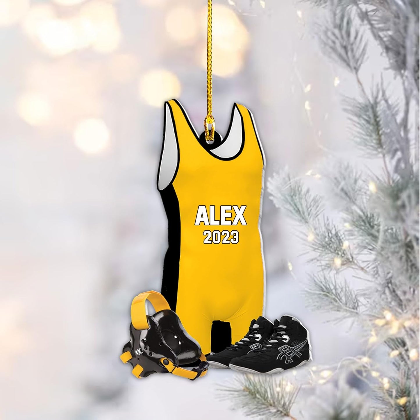 Personalized Wrestling Uniform Singlet Christmas Ornament, Custom Name Wrestling Player Ornament ON0467