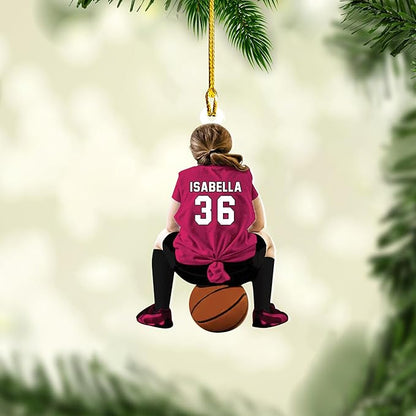 Personalized Basketball Girl Ornament 2024, Custom Name Number Basketball Players Ornament ON0453