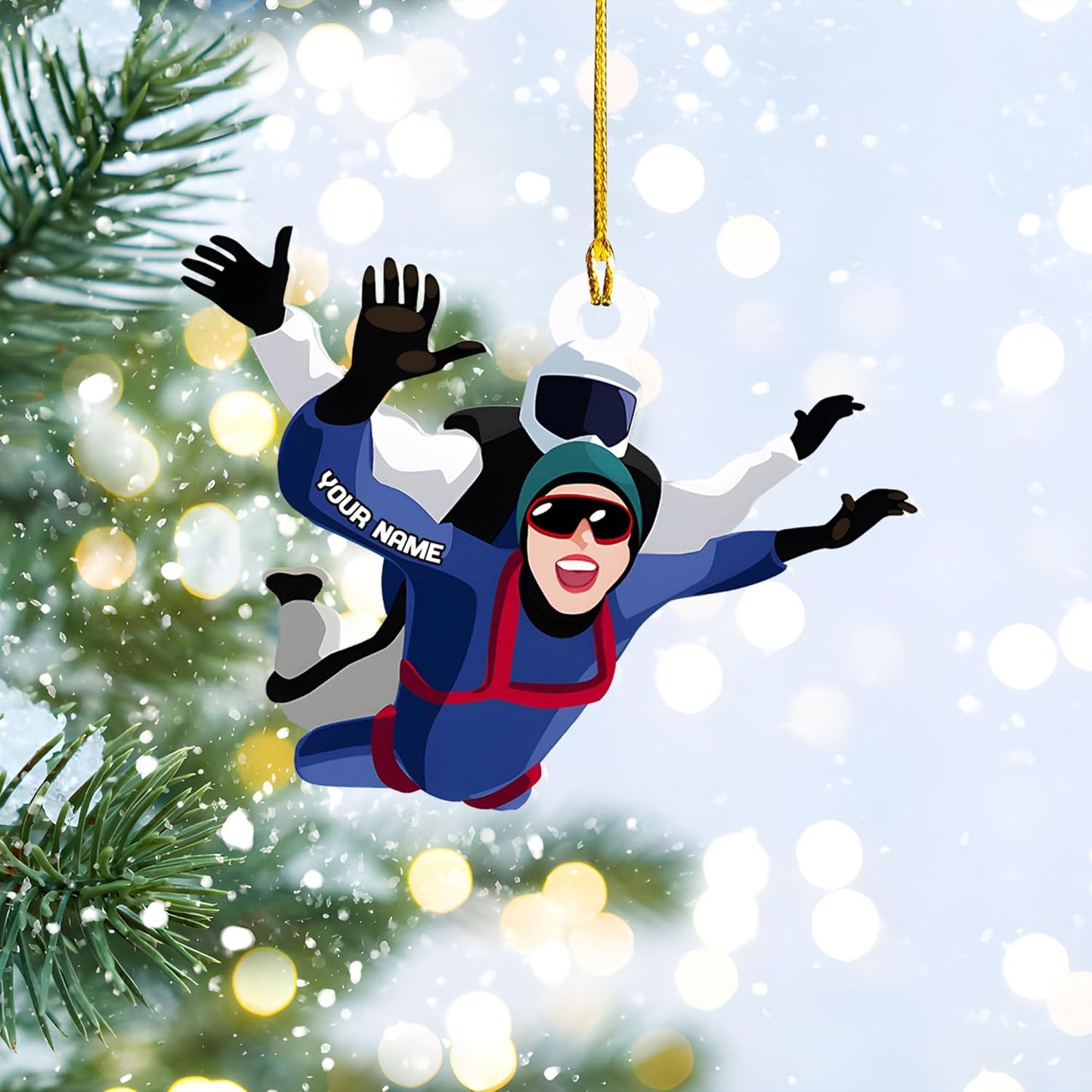 Personalized Sky Diving Christmas Ornament, Custom Name Skydiver Ornament With Name ON0667