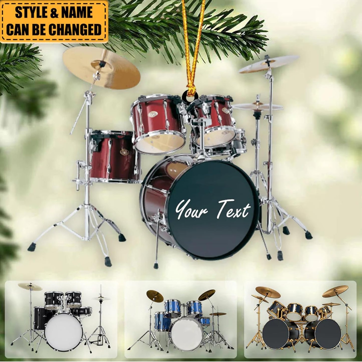 Personalized Drum Kit Ornament, Custom Name Drummer Ornament ON0995