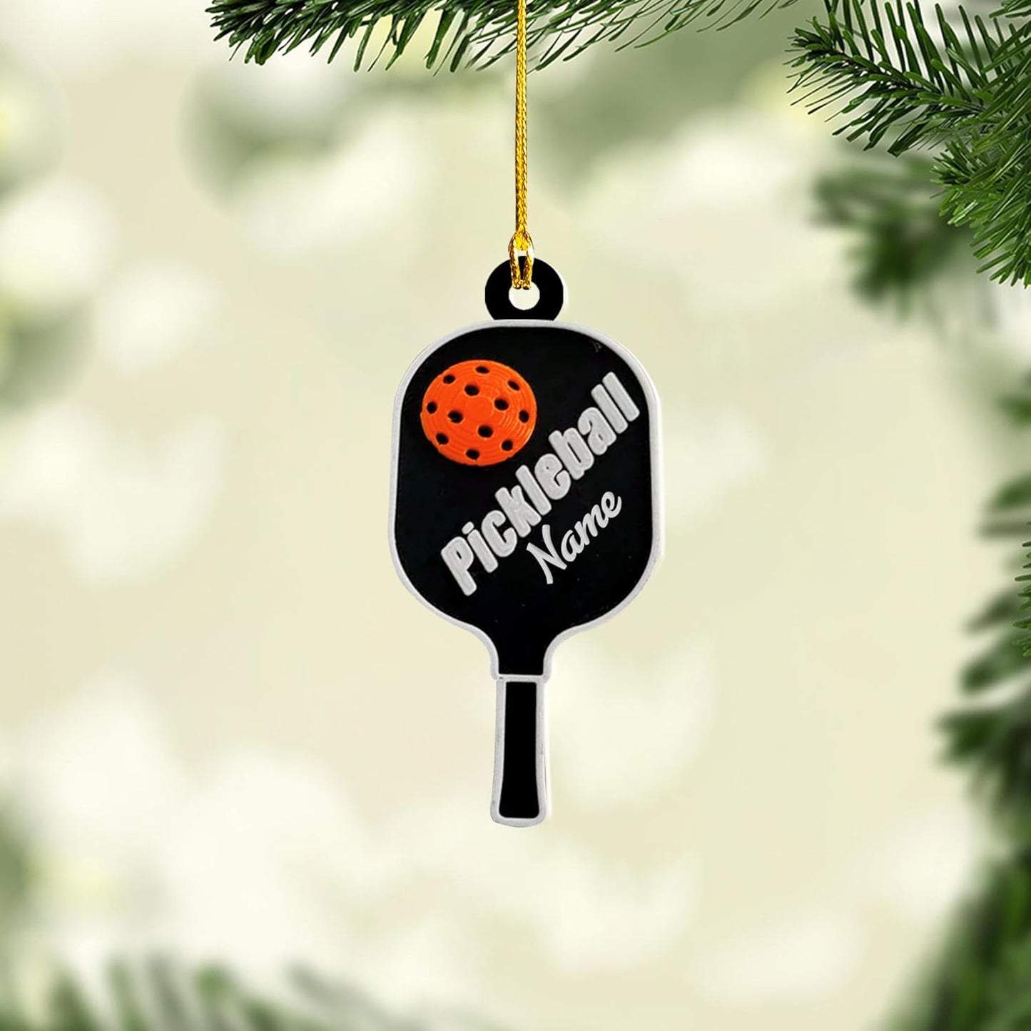 Personalized Pickleball Paddles Ornament, Custom Name Pickle Baller Ornament ON0608