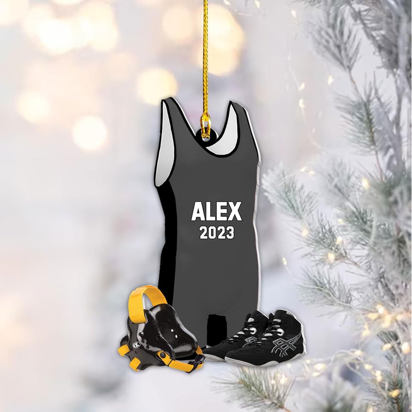 Personalized Wrestling Uniform Singlet Christmas Ornament, Custom Name Wrestling Player Ornament ON0467