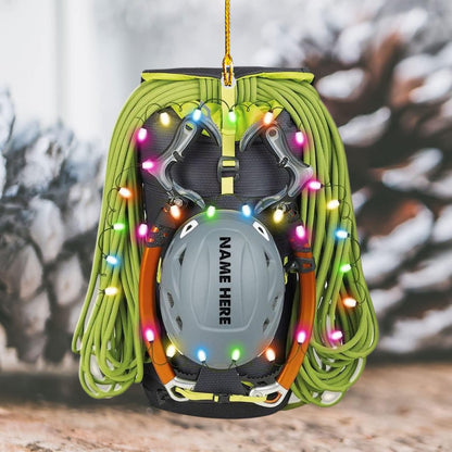 Personalized Mountain Climbing Bag Rock Climbing Light Christmas Ornament, Custom Rock Climber Ornament ON0847