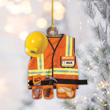 Personalized Construction Uniform Christmas Ornament, Custom Name Construction Worker Ornament ON0676