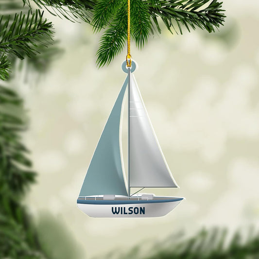 Personalized Sailboat Christmas Ornament, Custom Name Sailing Sailboat Ornament ON0605