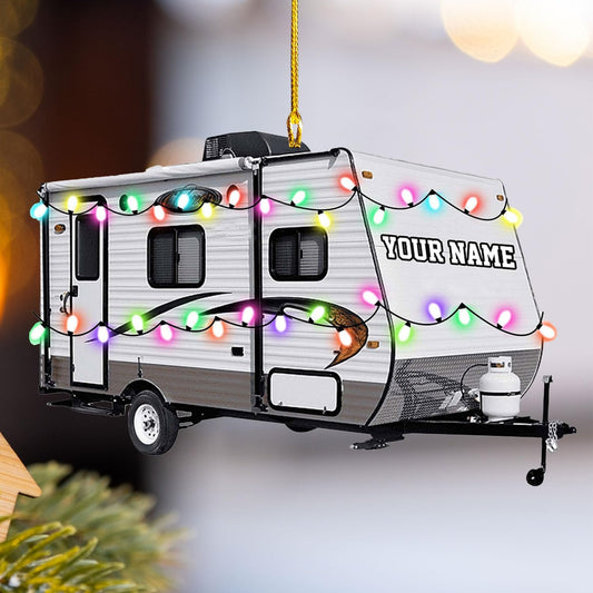 Personalized Travel Trailer Camping Christmas Ornament, Custom Name Camping Lover Ornament ON0595