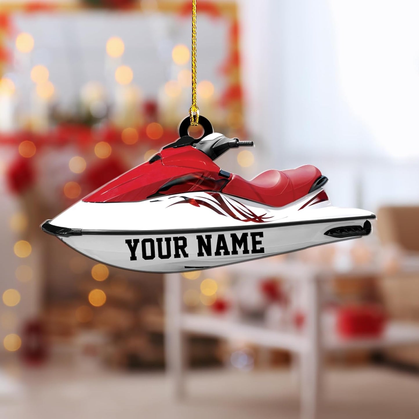 Personalized Jet Ski Christmas Ornament, Custom Name Snowboarding Skiing Lover Ornament ON0587