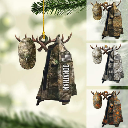 Personalized Deer Hunting Vest And Cap Christmas Ornament, Custom Name Hunter Christmas Ornament, Custom Deer Hunting Ornament ON0461