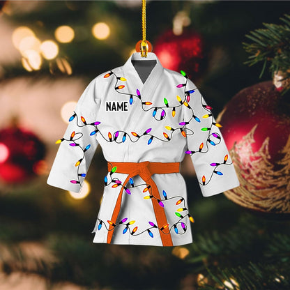 Personalized Karate Uniform Light Christmas Ornament, Custom Name Karate Lovers Ornament ON0996