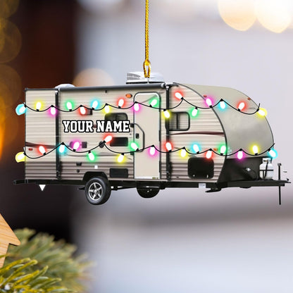 Personalized Travel Trailer Camping Christmas Ornament 2024, Custom Name Camper Ornament ON0640