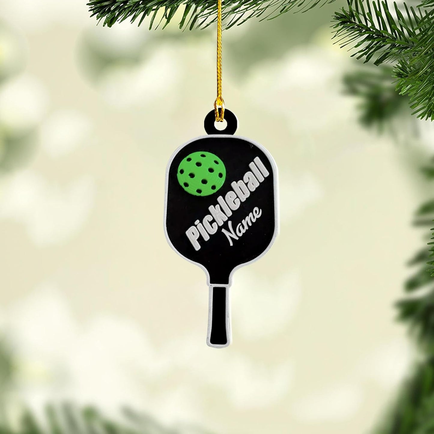 Personalized Pickleball Paddles Ornament, Custom Name Pickle Baller Ornament ON0608