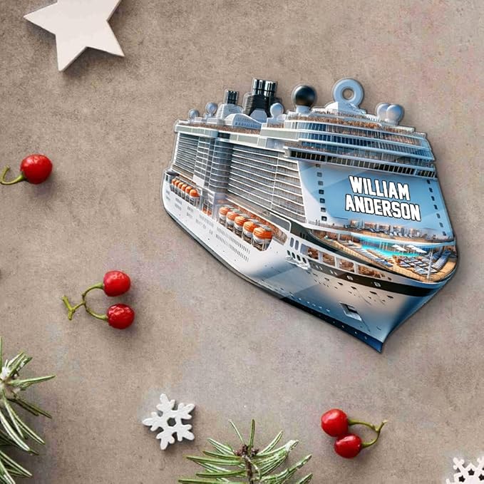 Personalized Cruise Ship Acrylic Christmas Ornament, Custom Name Cruise Ship Lover Sailboat Cruiser Ornament ON0564