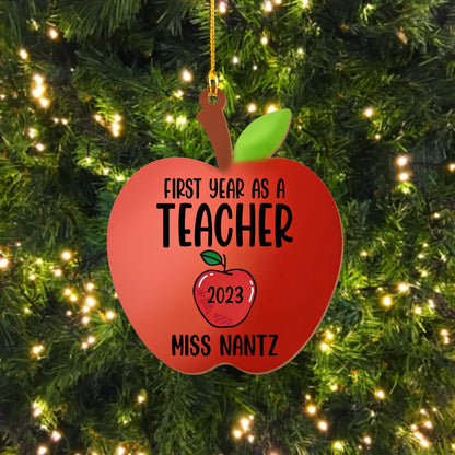 Personalized First Year As A Teacher Christmas Ornament, Custom Teacher Ornament 2024 ON0641