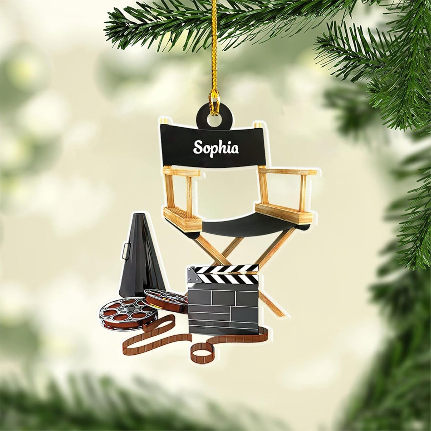 Personalized Film Clapboard Ornament, Custom Name Movie Clapper Christmas Ornament ON0609