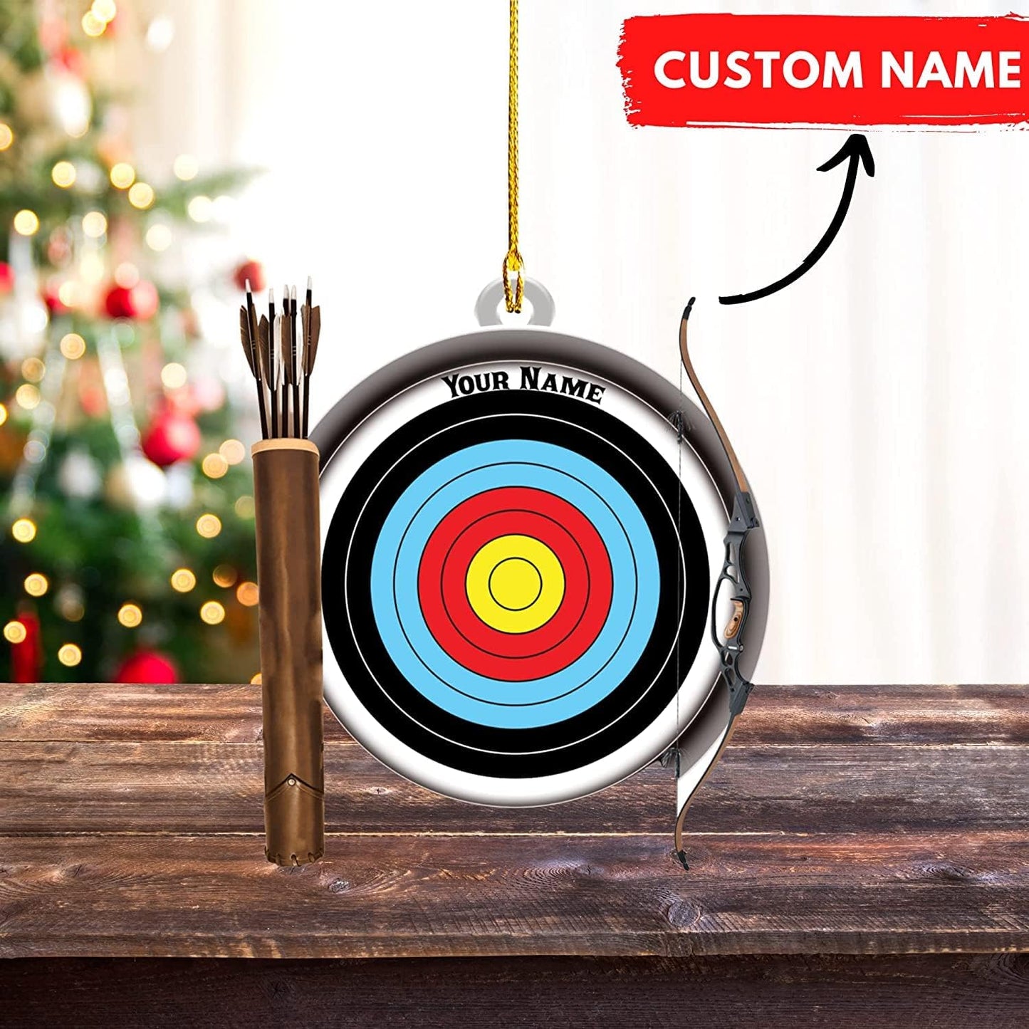 Personalized Bow and Arrow Archery Ornament, Custom Name Archery Player Ornament ON0630