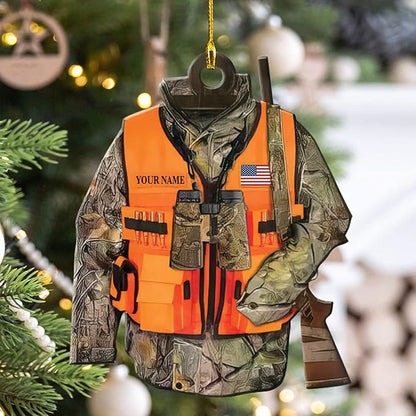 Personalized Hunting Vest Ornament, Custom Name Hunting Clothes Shaped Ornament For Hunting Lover ON0462